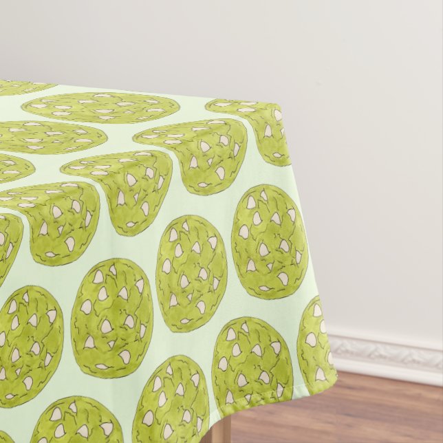 Matcha Japanese Green Tea Cookies White Chocolate Tablecloth (In Situ)