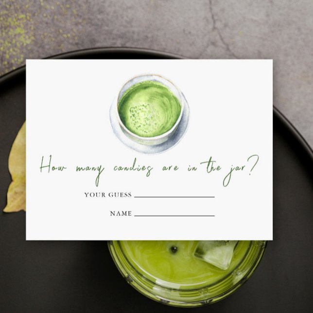 Matcha Latte Baby Shower How many candies  Enclosure Card (Creator Uploaded)