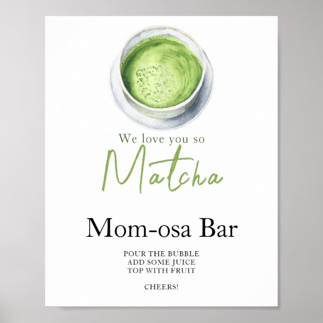 Matcha latte baby shower Momosa bar  Poster (Front)