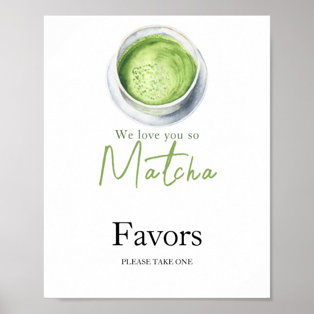 Matcha Latte Baby shower - Please take one favours Poster (Front)