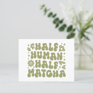 Matcha latte funny quotes preppy green aesthetic postcard