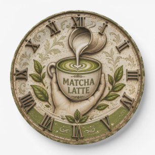 Matcha Latte Japanese Tea Lover Kitchen Decor Paper Plate