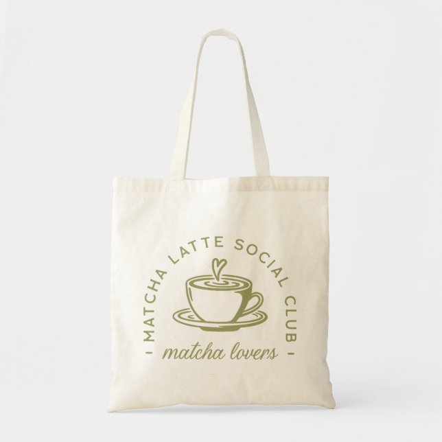 Matcha latte lovers girl club green aesthetic tote bag (Front)