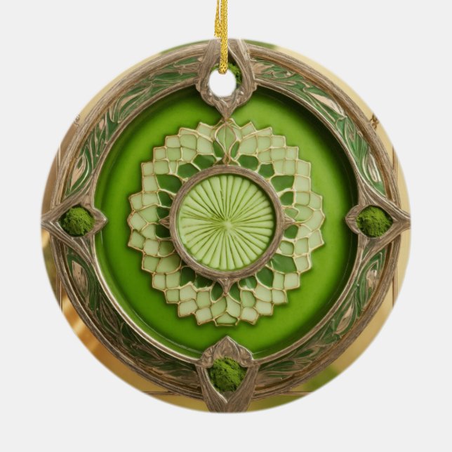 Matcha Latte Prism Ceramic Ornament (Back)