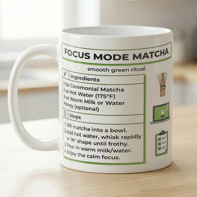 Matcha Latte Recipe Focus Mode Coffee Mug (Creator Uploaded)