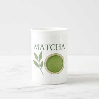 Matcha leaves and tea illustration bone china mug
