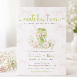 Matcha Love Baby Shower Invitation Green Tea