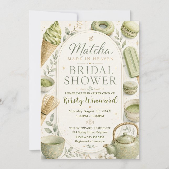 Matcha Made in Heaven Bridal Shower Invitation (Front)