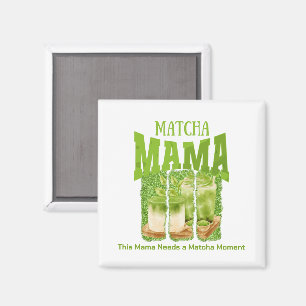 MATCHA MAMA Green Glitter Brush Stroke Magnet