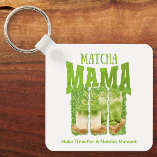 MATCHA MAMA Green Tea Glitter Mum Gift Cafecore Key Ring