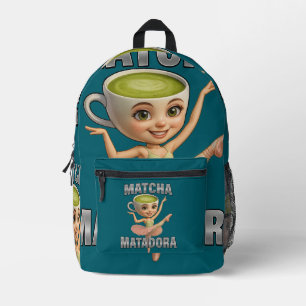 Matcha Matadora Grace Meets Green Energy Printed Backpack