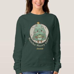 Matcha Merry Vibes Christmas Tree Sweatshirt