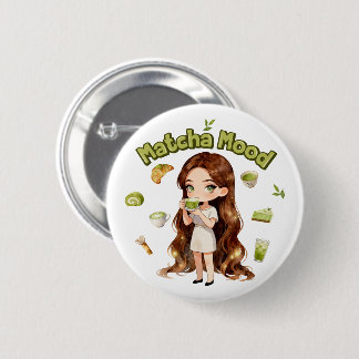 Matcha Mood Aesthetic Design Cute Green Tea Vibes 6 Cm Round Badge
