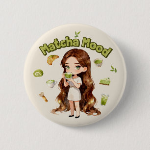 Matcha Mood Aesthetic Design Cute Green Tea Vibes 6 Cm Round Badge