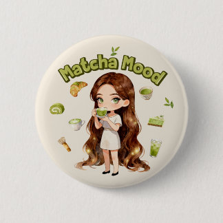 Matcha Mood Aesthetic Design Cute Green Tea Vibes 6 Cm Round Badge