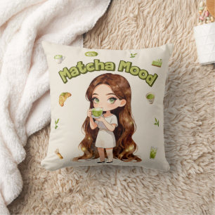 Matcha Mood Aesthetic Design Cute Green Tea Vibes Cushion
