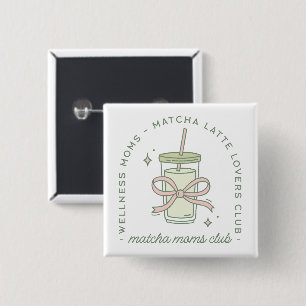 Matcha mum latte wellness aesthetic 15 cm square badge