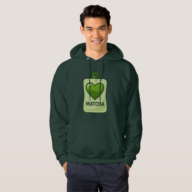 Matcha Serum Pouch with Heart Design Hoodie (Front Full)