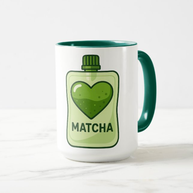 Matcha Serum Pouch with Heart Design Mug (Front Right)