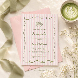 Matcha Strawberry Baby Shower Girl Invitation