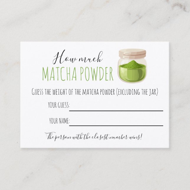 Matcha Theme Party Game Guessing Card (Front)