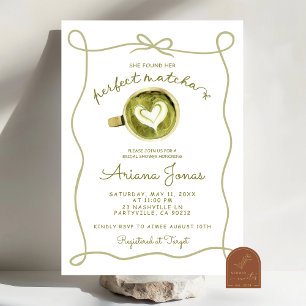 Matcha themed bridal shower invitation