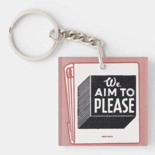 matchbook cover We Aim to Please Key Ring