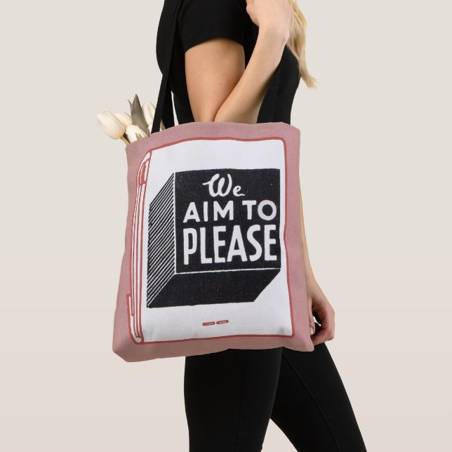 matchbook cover We Aim to Please Tote Bag (Close Up)