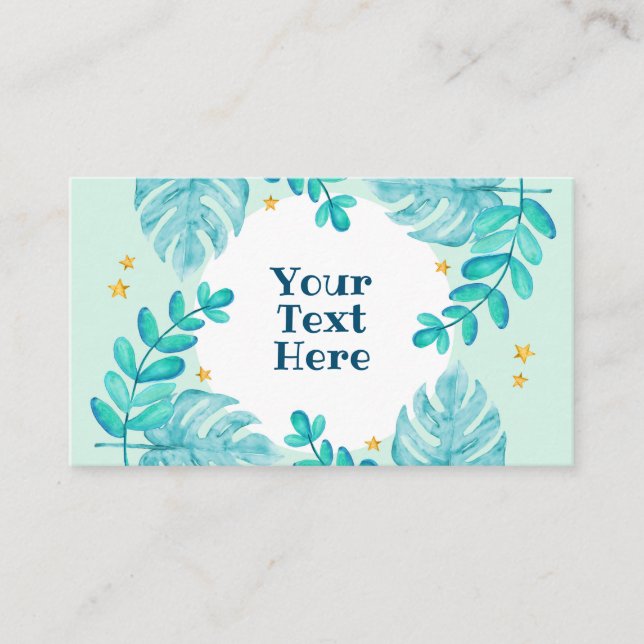 matchbox bohemian botanical watercolor leaves place card (Front)