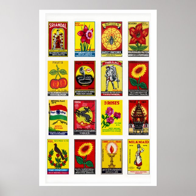 Matchbox Label Art Print Tamil Vintage Collage (Front)