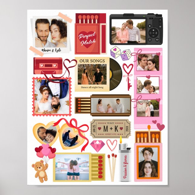 Matchbox Perfect Match Couple Retro Photo Collage Poster (Front)