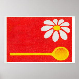 Matchbox Wall Art Yellow Flower Design - Vintage