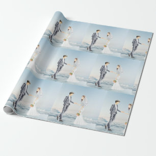 Matched in Heaven Elegant Bride and Groom Wedding  Wrapping Paper