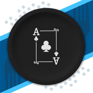 Matching Ace Clubs Suit Playing Cards Modern Paper Plate