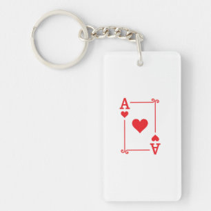 Matching Ace Hearts Suit Playing Cards Modern Key Ring
