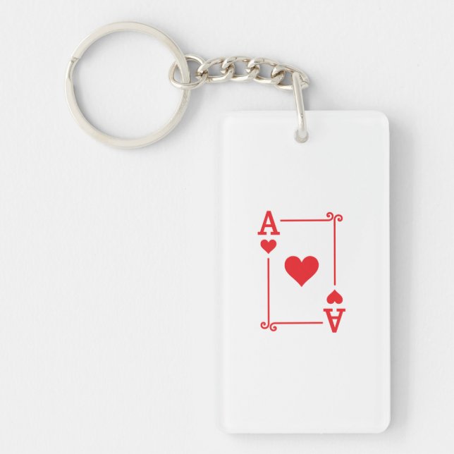 Matching Ace Hearts Suit Playing Cards Modern Key Ring (Front)