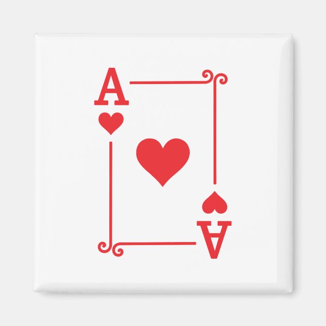 Matching Ace Hearts Suit Playing Cards Modern Magnet (Front)