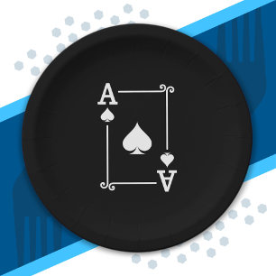 Matching Ace Spades Suit Playing Cards Modern Paper Plate
