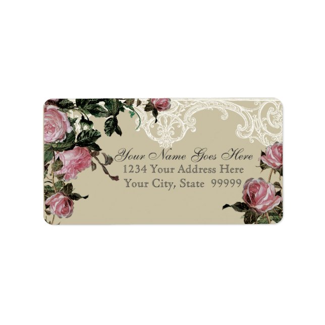 Matching Address Labels, Trellis Rose Vintage Label (Front)