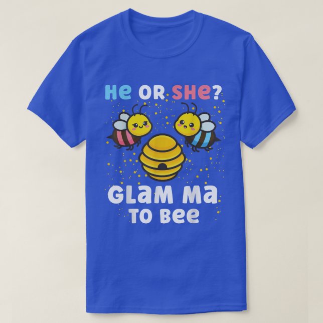 Matching Baby Gender Reveal Party He Or She Glam M T-Shirt (Design Front)