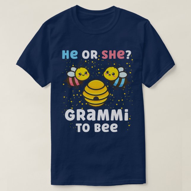 Matching Baby Gender Reveal Party He Or She Grammi T-Shirt (Design Front)
