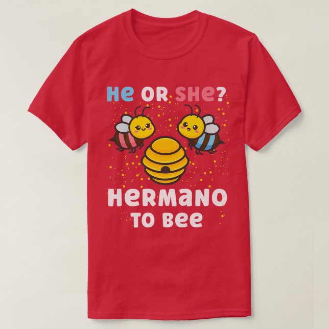 Matching Baby Gender Reveal Party He Or She Herman T-Shirt (Design Front)