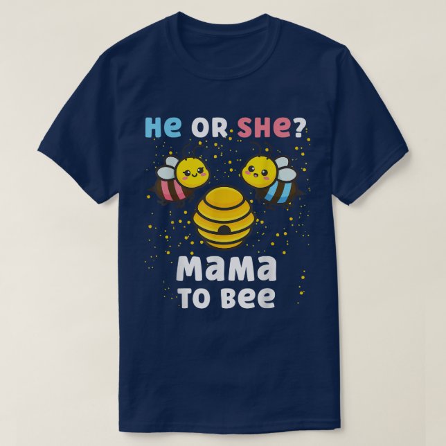 Matching Baby Gender Reveal Party He Or She Mama T T-Shirt (Design Front)