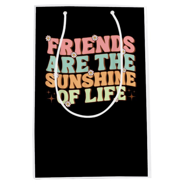 Matching Besties Flowers Friends Are the Sunshine  Medium Gift Bag (Front)