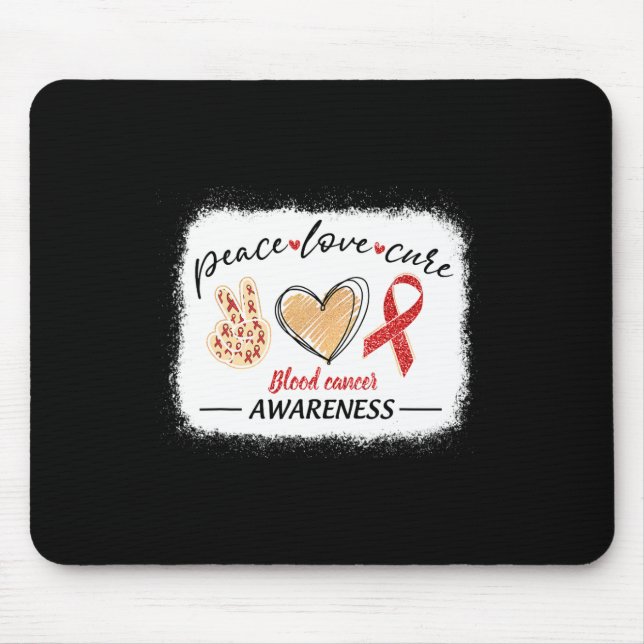 matching blood cancer awareness peace love cure bl mouse mat (Front)