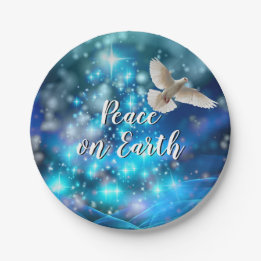 Matching Blue Dove Peace Christmas 7" Paper Plate