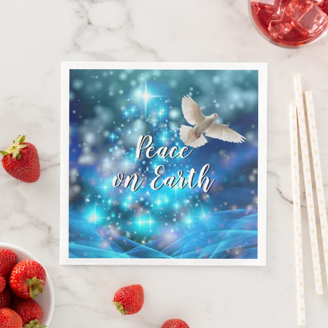 Matching Blue Dove Peace Christmas Napkin (Insitu)