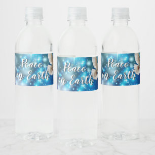 Matching Blue Dove Peace Christmas Water Bottle Label
