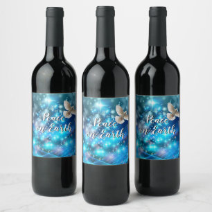 Matching Blue Dove Peace Christmas Wine Label