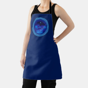Matching Blue Nativity Christmas Apron